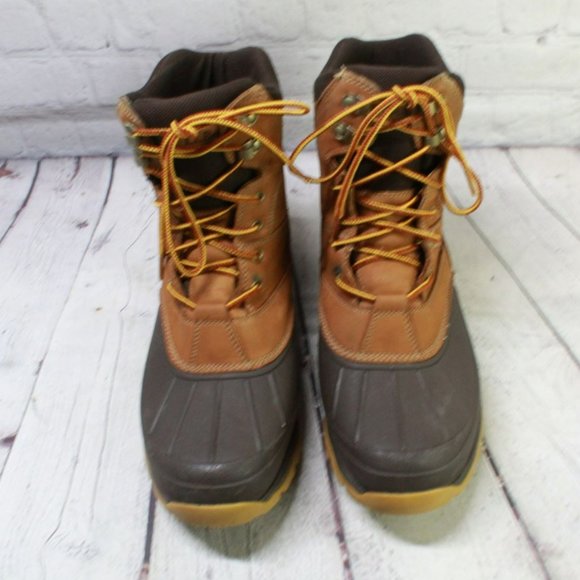 LL Bean Brown Leather Waterproof Insulated Ankle Duck Boots Size 11.5 M - Picture 5 of 9